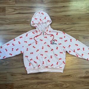 Hello Kitty Women’s XL Pink Zip Hoodie Bow Print